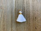 Ciondolo nappa 1,5 cm, colore oro, bianco