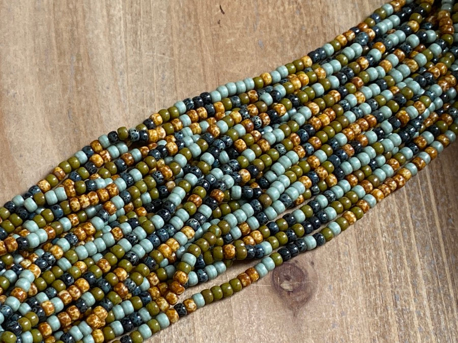 Perles en verre Picasso vieilli 4 mm - coloris Beach River Bank Mix