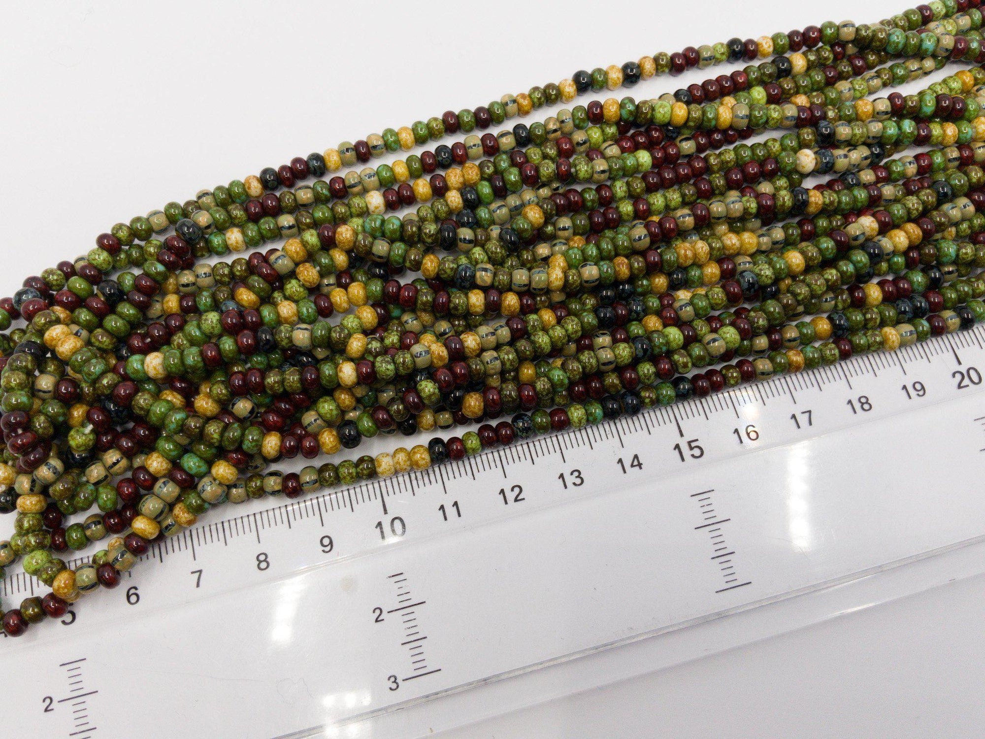 Perles en verre Picasso vieilli 4 mm - coloris Jungle Mix