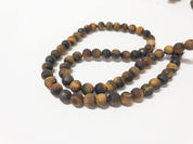 Naturstein Perlen Quarz (Achat, Tigerauge) 6 mm - Farbe matt braun - bead&more