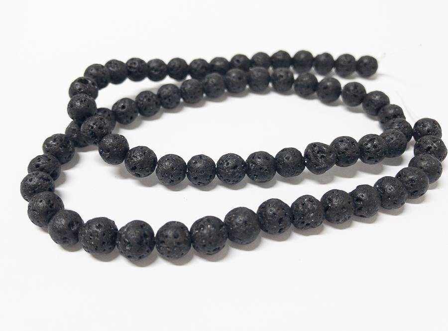 Lava Perlen 6 mm - Farbe matt schwarz - bead&more