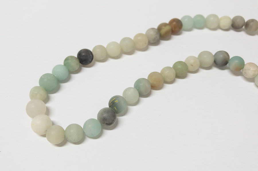 Perles en pierre naturelle calcédoine (quartz) 6 mm - couleur turquoise mat multicolore