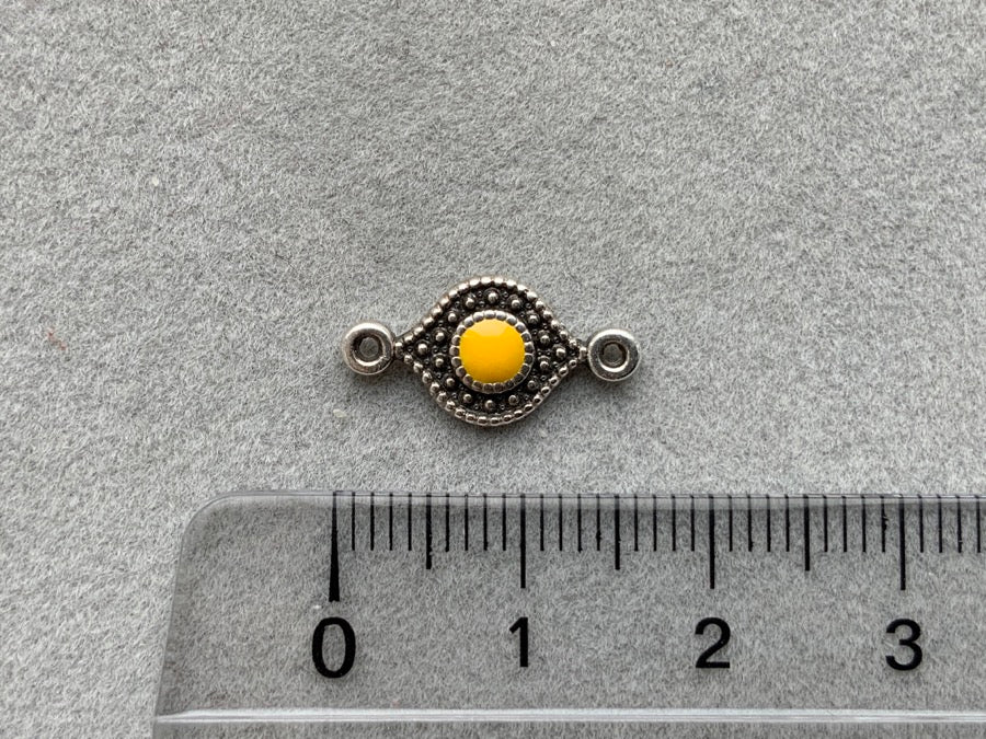 Partie intermédiaire en métal "Oeil", couleur jaune tropical - argent antique
