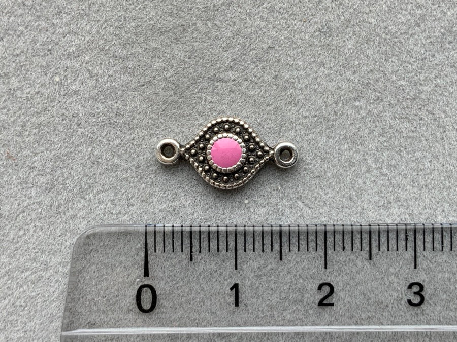 Zwischenteil Metall "Eye", Farbe pink - antik silber