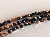 Perle di vetro lucidato a fuoco 4mm, colore B88 Jet/Copper