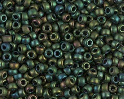 0 Round Seed Bead, Farbe Matte Met Dk Green Iris - bead&more