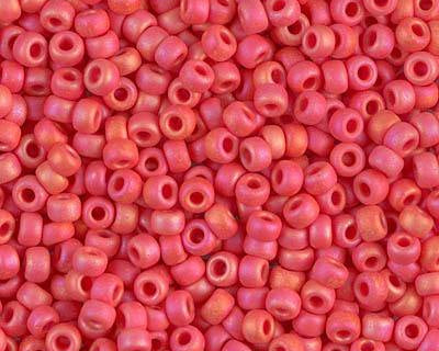 0 Round Seed Bead, Farbe Matte OP Vermillion Red AB - bead&more