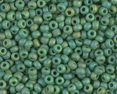 0 Round Seed Bead, Farbe Opaque Green AB - bead&more