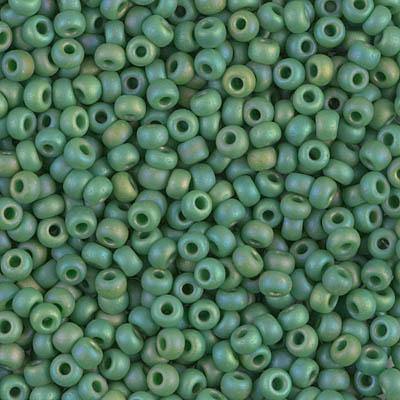 Miyuki 8/0 Round Seed Bead, Farbe Opaque Green AB - bead&more