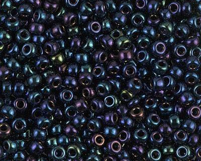 0 Round Seed Bead, Farbe Metallic Dk Blue Iris - bead&more