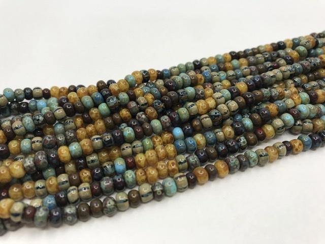 Aged Picasso Glasperlen 4 mm - Farbe Carribbean Blue Mix - bead&more