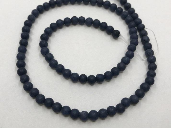 Naturstein Perlen Quarz 4mm - Farbe matt navy blue - bead&more