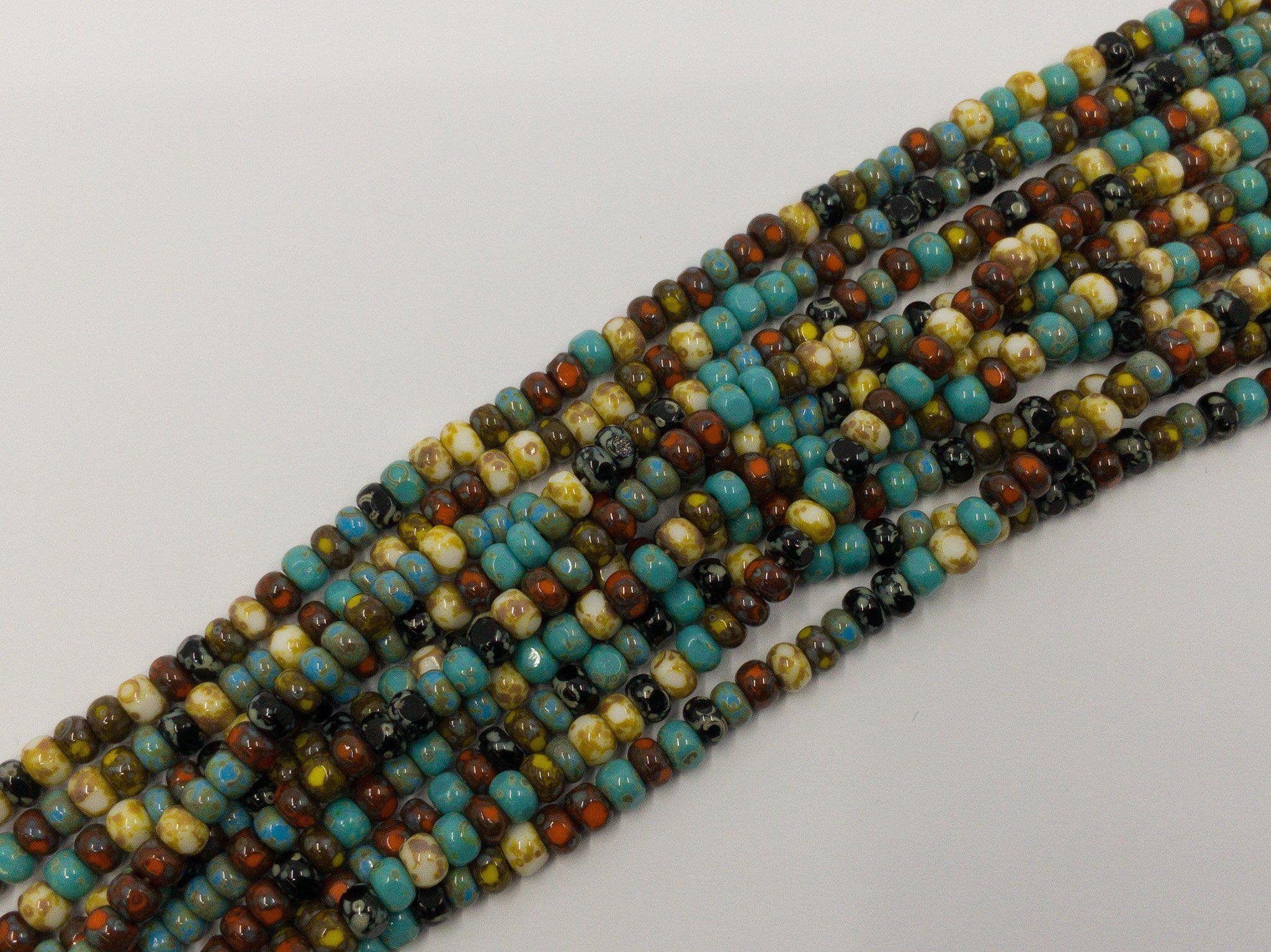 Aged Picasso Glasperlen 4 mm - Farbe Forest Multi Picasso Mix - bead&more