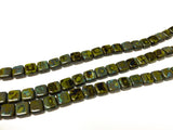 CZECH MATES 2-LOCH TILE 6MM, Farbe 15 PICASSO OPQ OLIVE