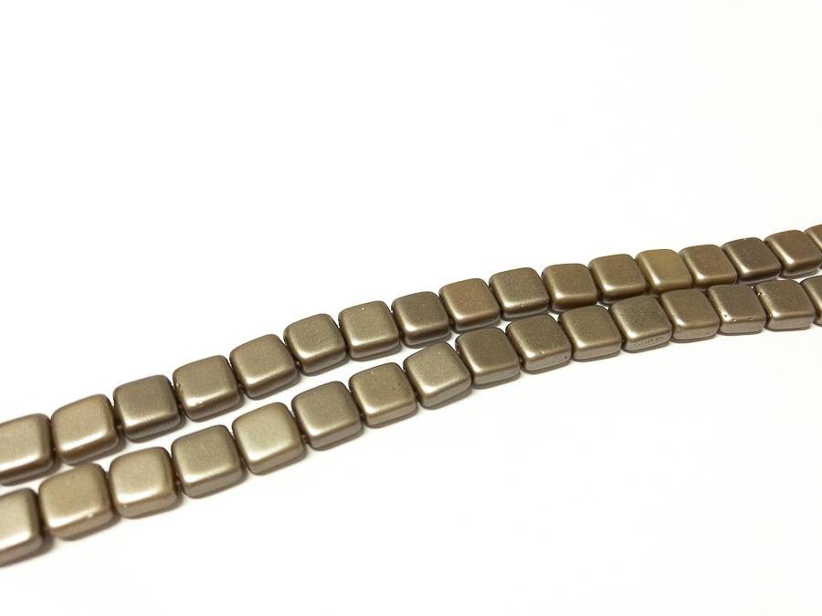 CZECH MATES 2-LOCH TILE 6MM, Farbe 09 GREY BROWN - bead&more