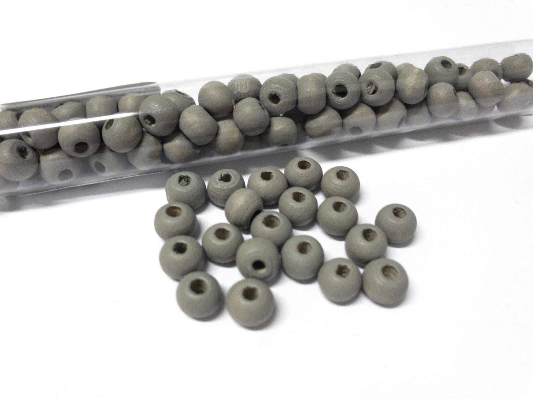 Perlen aus Holz, 6 mm, Farbe B32 dark stone - bead&more