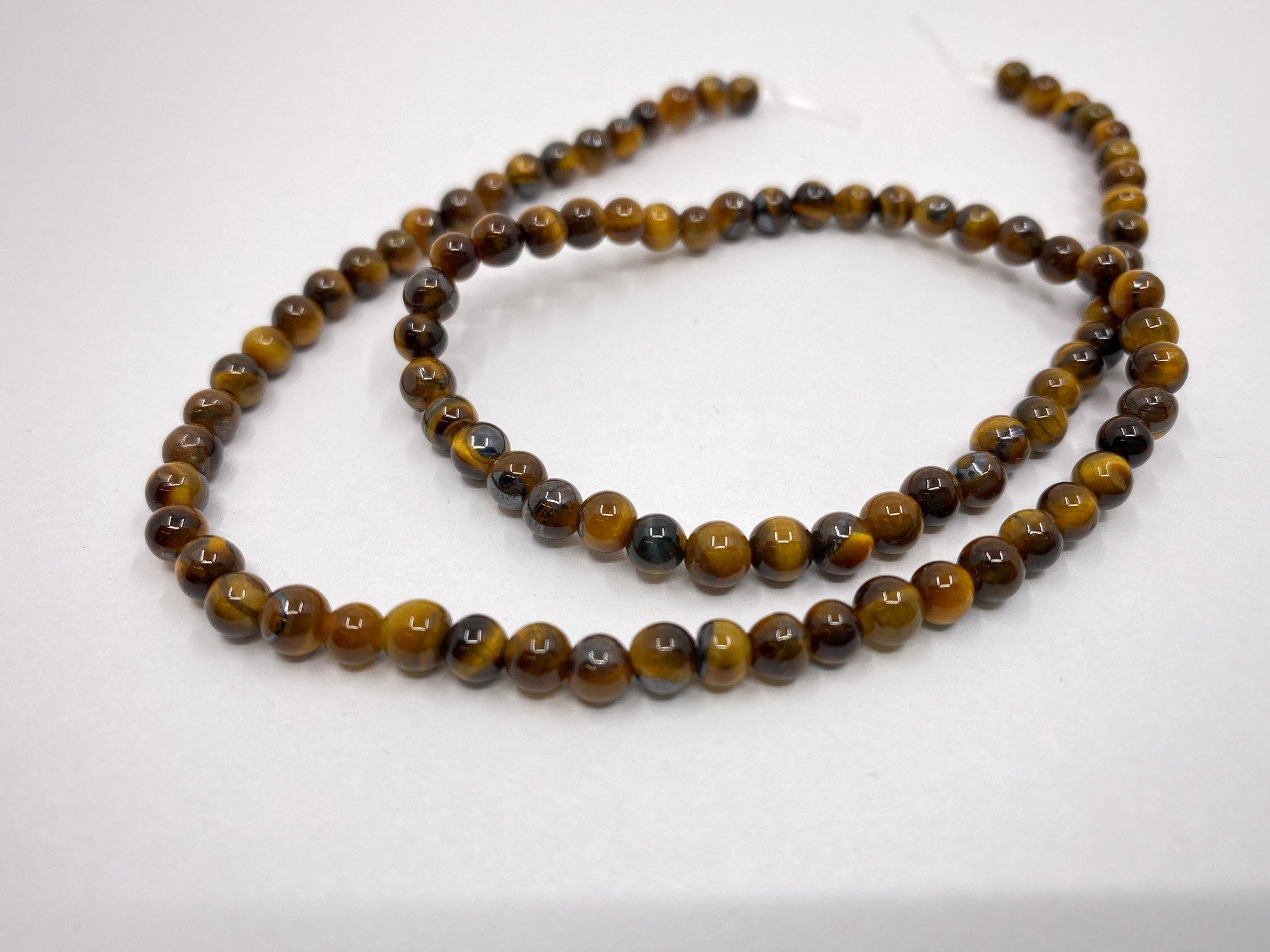 Naturstein Perlen Tigerauge 4 mm - Farbe braun - bead&more