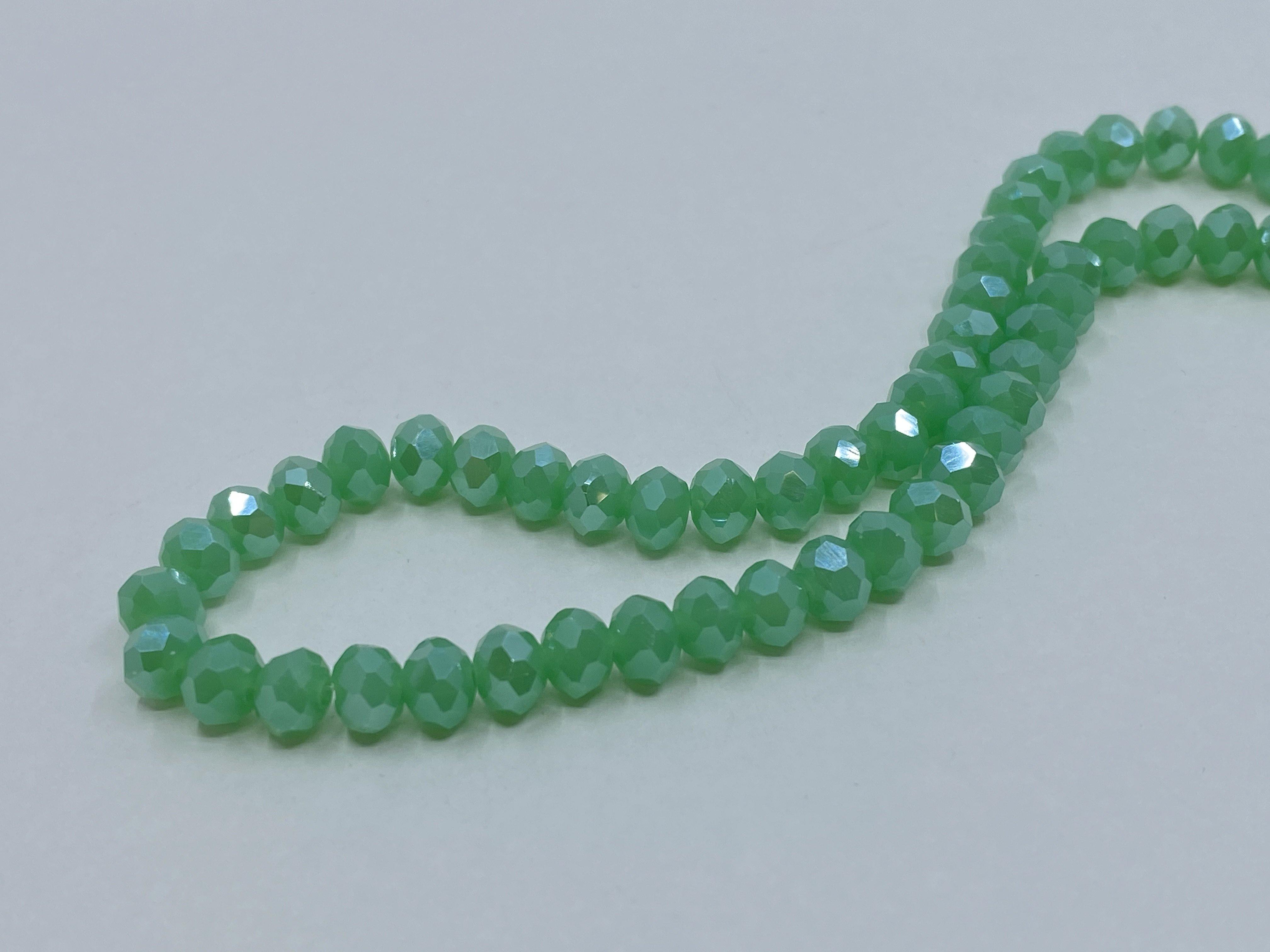 Facettierte Glasperlen Disc 6 x 4 mm, Farbe 251 green turquoise pearl shine - bead&more