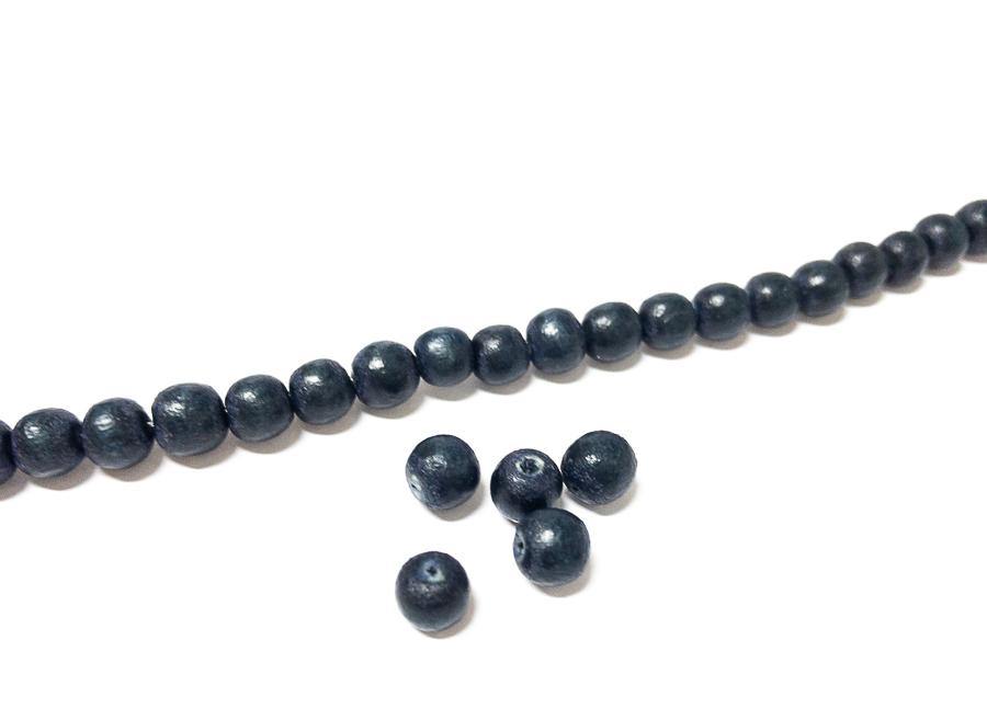 Perlen aus Holz, 6 mm, Farbe B17 natural dark blue - bead&more