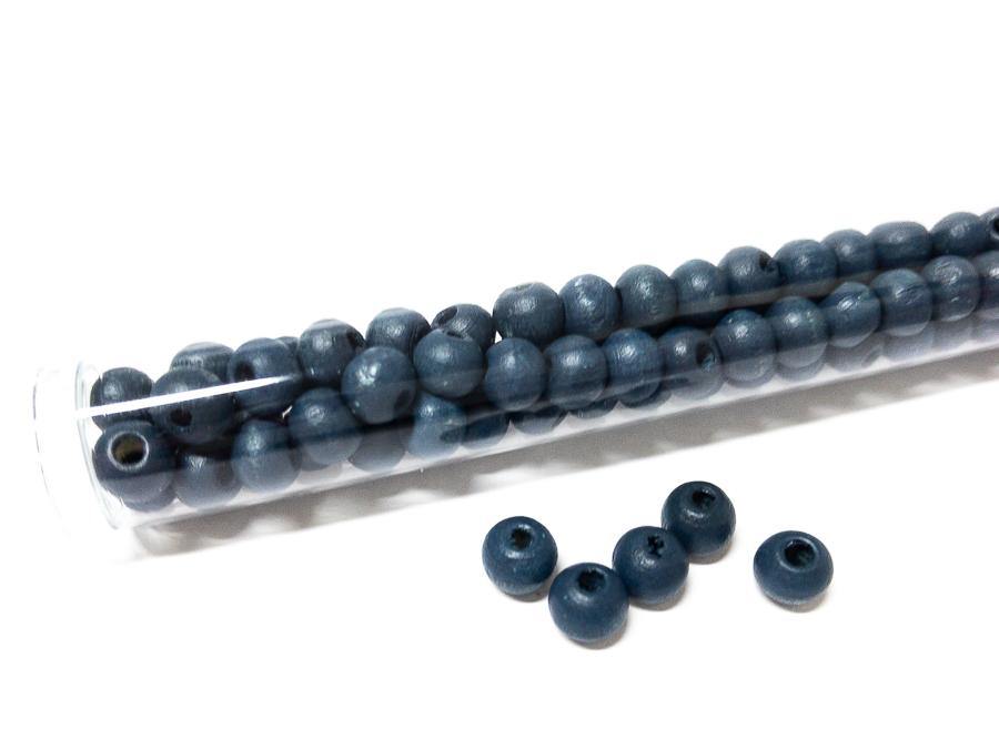 Perlen aus Holz, 6 mm, Farbe B18 dark denim - bead&more