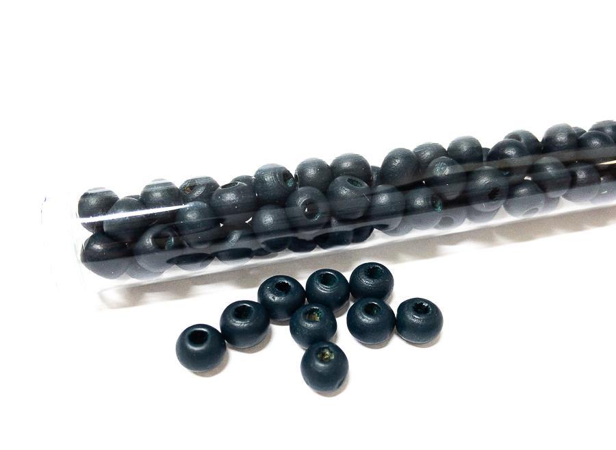 Perlen aus Holz, 6 mm, Farbe B22 dark teal - bead&more