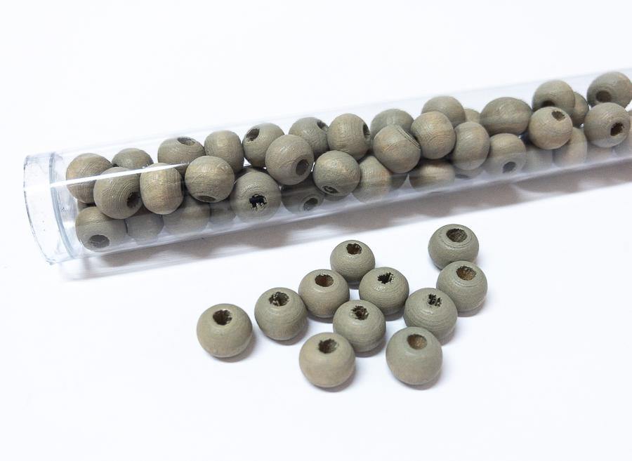 Perlen aus Holz, 6 mm, Farbe B29 stone grey - bead&more