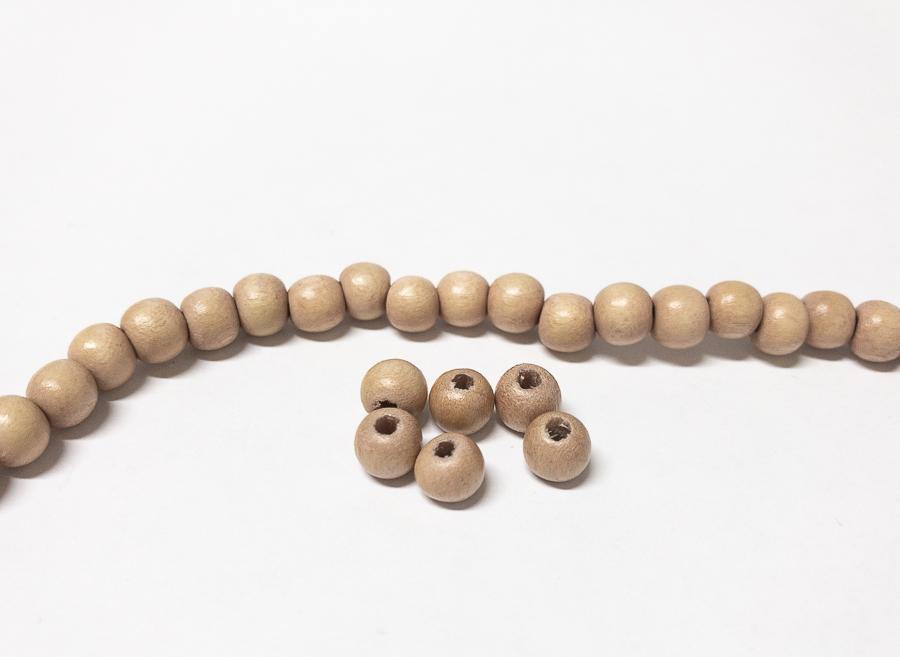 Perlen aus Holz, 6 mm, Farbe B40 natural beige - bead&more