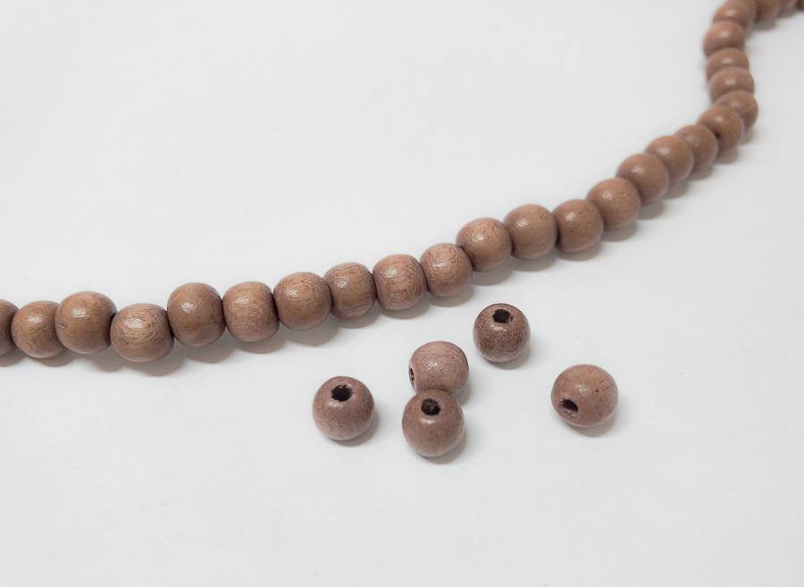 Perlen aus Holz, 6 mm, Farbe B41 natural soft brown - bead&more