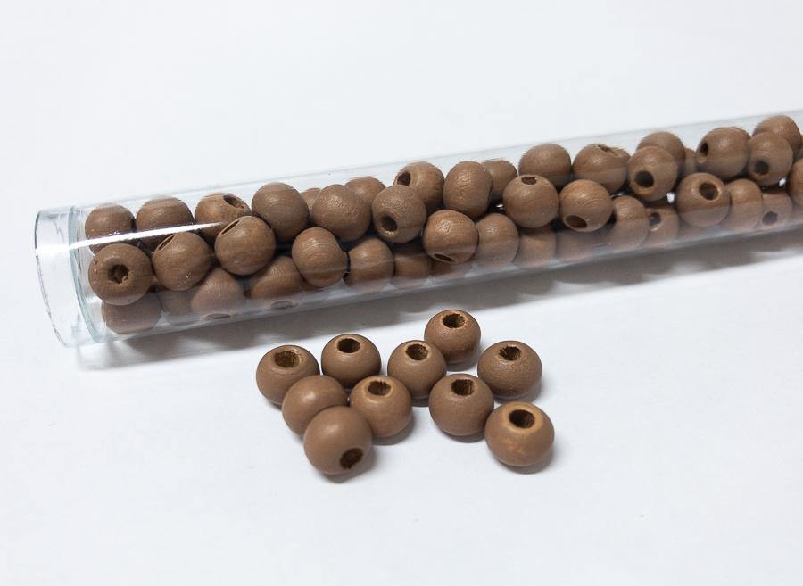 Perlen aus Holz, 6 mm, Farbe B461 soft brown - bead&more