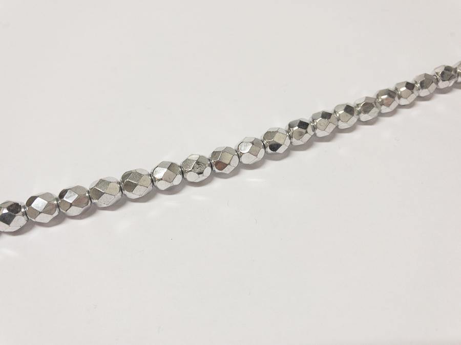 Glasschliffperlen feuerpoliert 6 mm, Farbe A18 Silver - bead&more