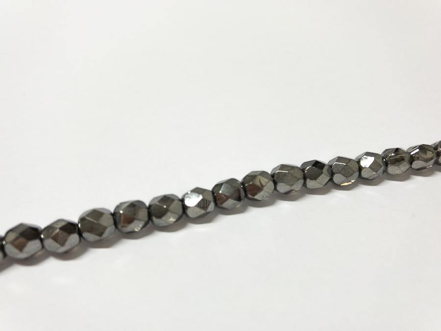 Glasschliffperlen feuerpoliert 6 mm, Farbe A25 Chrome - bead&more