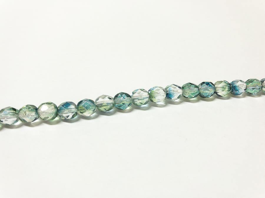 Glasschliffperlen feuerpoliert 6 mm, Farbe B47 Crystal Blue Green Luster - bead&more