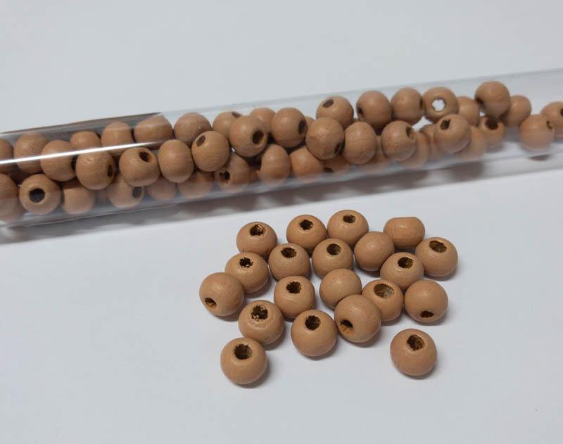 Perlen aus Holz, 6 mm, Farbe B48 pale light saddle brown - bead&more