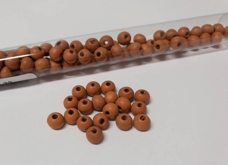 Perlen aus Holz, 6 mm, Farbe B51 terracotta - bead&more