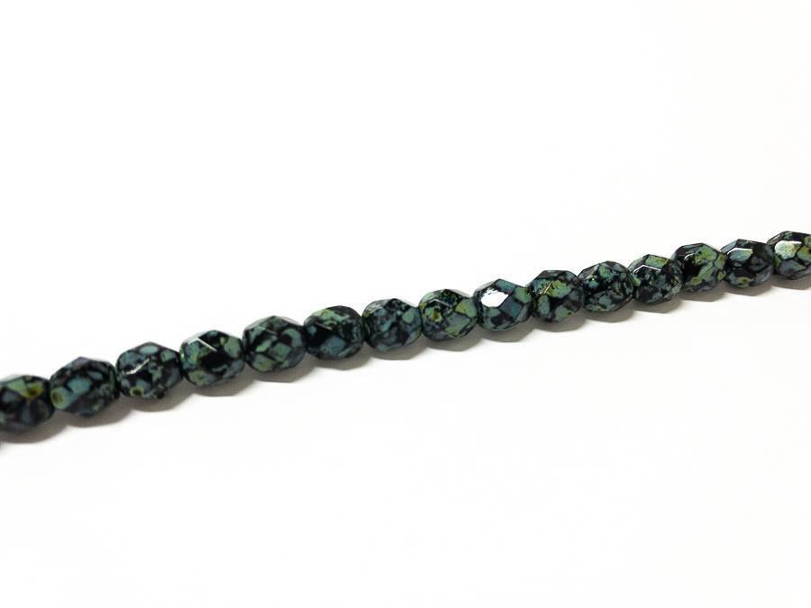 Glasschliffperlen feuerpoliert 6 mm, Farbe B57 Jet Picasso - bead&more