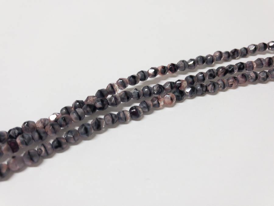 Glasschliffperlen feuerpoliert 4mm, Farbe C1151 Lilac Black Moonlight - bead&more