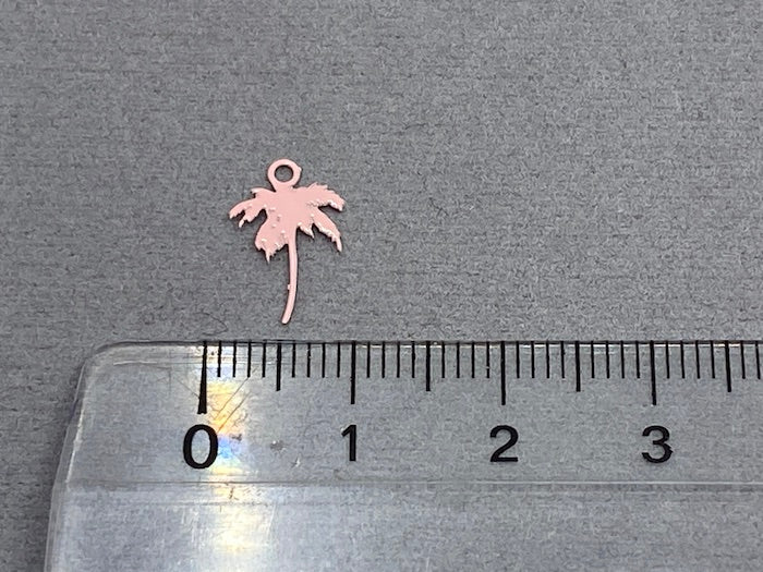 Pendentif en métal "palmier", 12 mm, couleur rose
