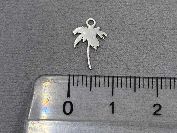 Pendentif en métal "palmier", 12 mm, couleur argent