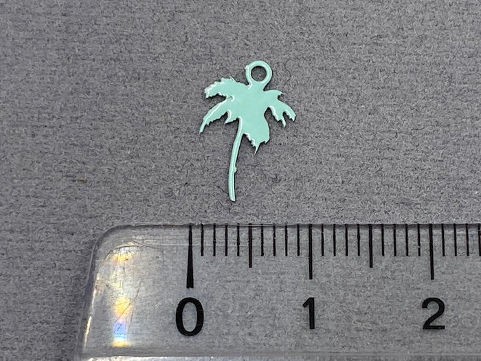 Ciondolo in metallo "palma" 12 mm, colore menta