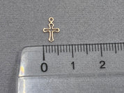 Pendentif en métal "croix" 9 mm, couleur or rose