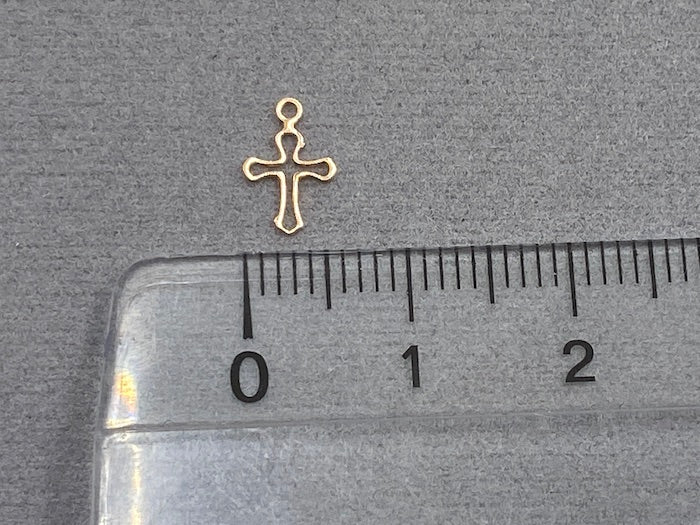 Ciondolo in metallo "croce" 9 mm, colore oro rosa