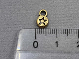 Anhänger Metall rund mit Stern 9 mm, Farbe altmessing