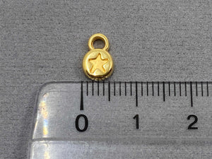 Anhänger Metall rund mit Stern 9 mm, Farbe gold - bead&more