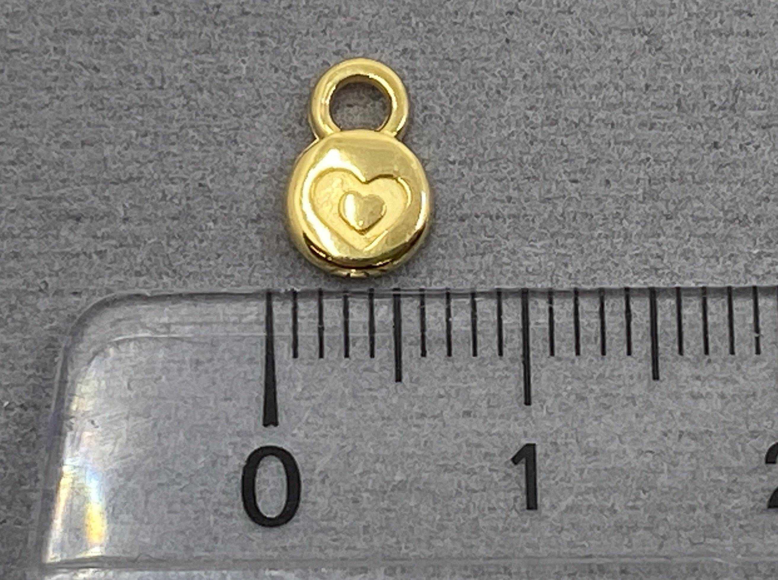 Anhänger Metall rund mit Herz 9 mm, Farbe gold - bead&more