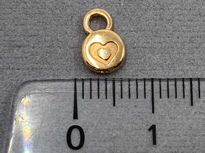 Anhänger Metall rund mit Herz 9 mm, Farbe roségold - bead&more