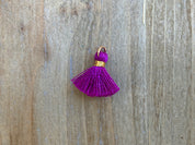 Pendentif pompon 1,5 cm, couleur or, violet foncé