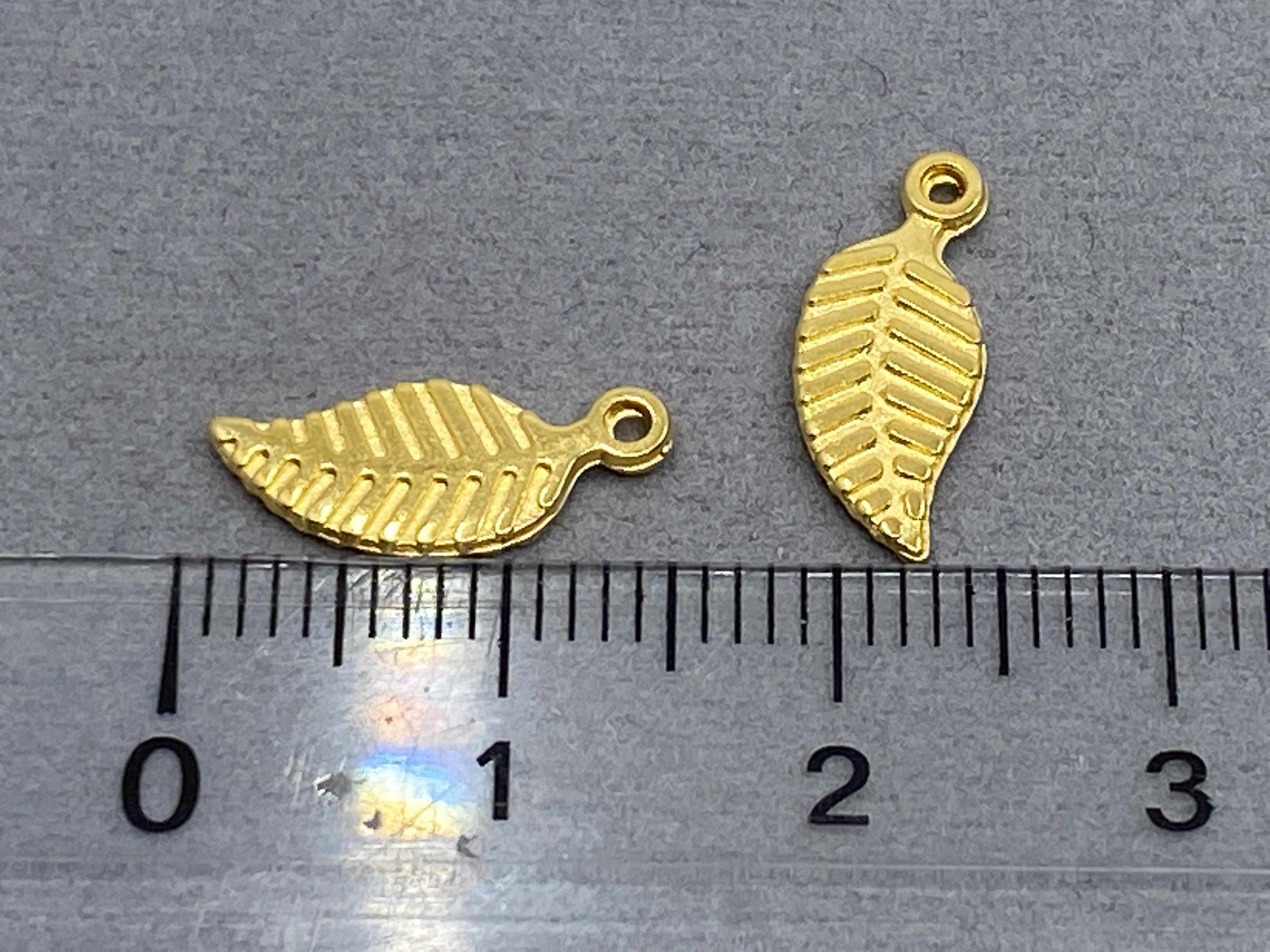 Anhänger Metall Blatt 14 mm, Farbe gold - bead&more