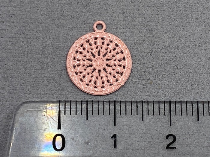 Pendentif en métal "rond bohème", couleur rose