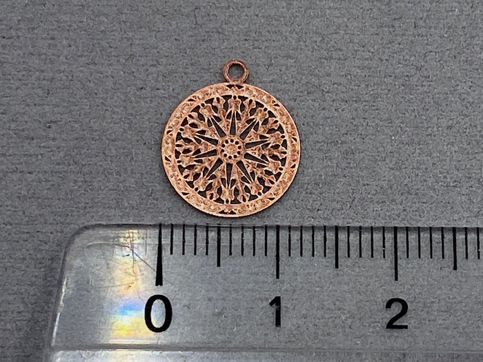 Pendentif en métal "rond bohème", couleur cuivre