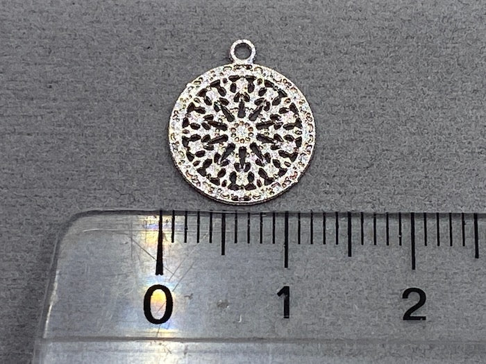 Pendentif en métal "rond bohème", couleur argent mat